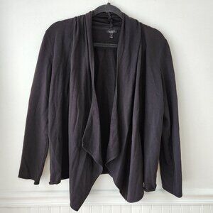 $10 SALE Talbots Open Front Cardigan Sweater Stretch Pima Black Waterfall M